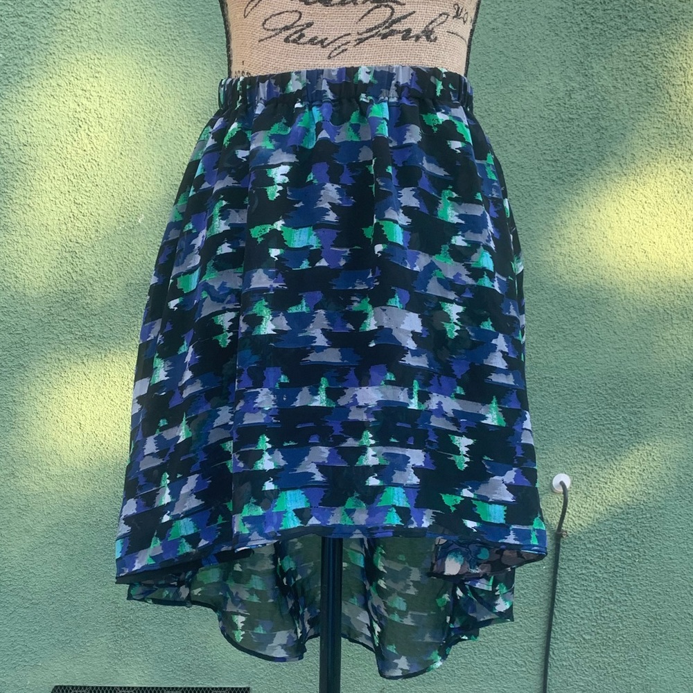 High Waisted Two Print Skirt